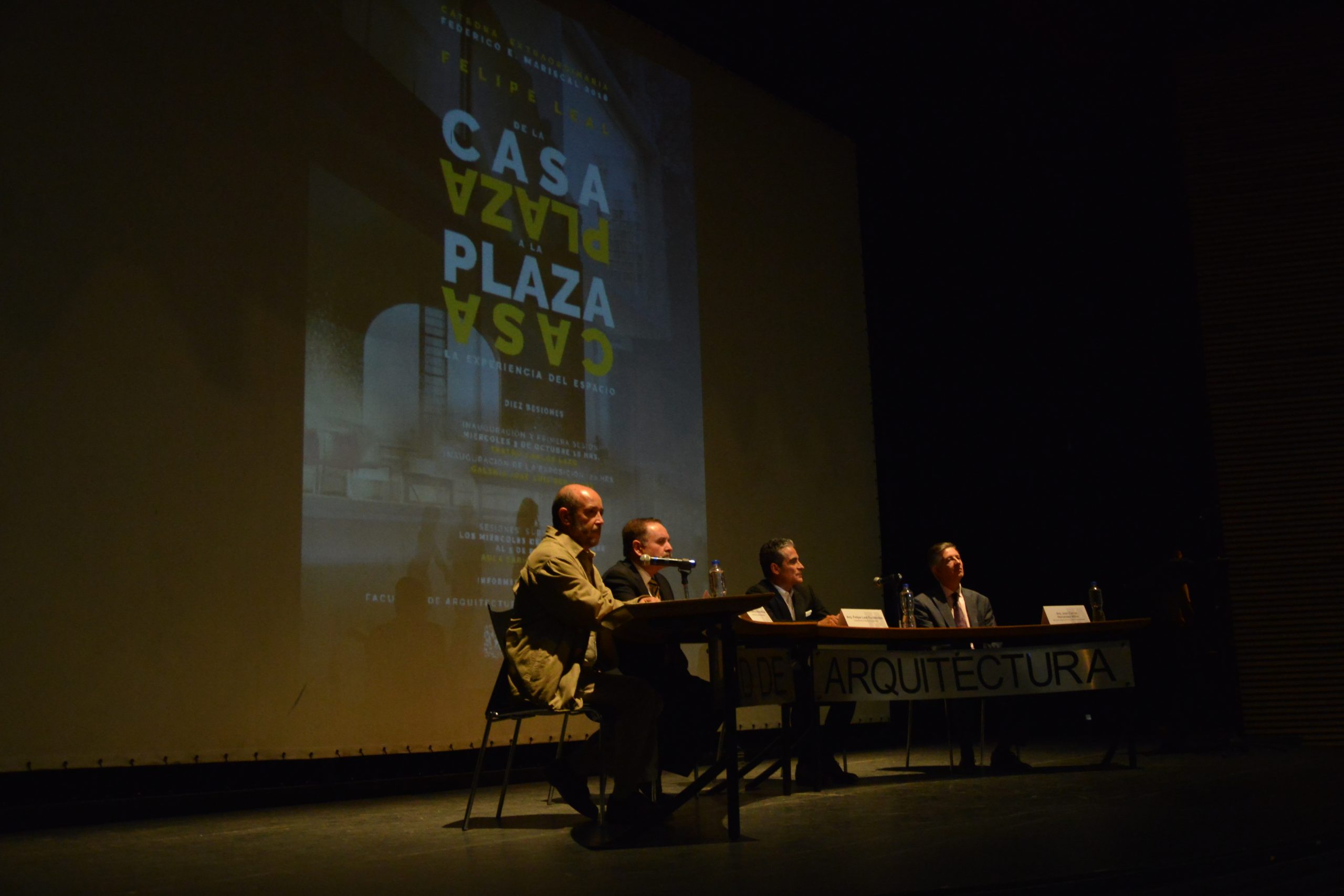 Ceremonia de inauguración. De izquierda a derecha: Luis de la Torre, Marcos Mazari, Felipe Leal y Juan Carlos Hernández White. Fotografía: Hugo Castillo.
