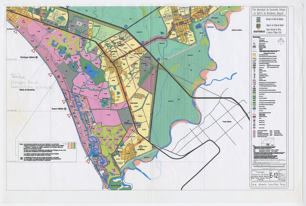 Detalle usos del suelo en la principal zona turística, contigua a Puerto Vallarta.  (AGP 01-360, AAM-FA/UNAM)