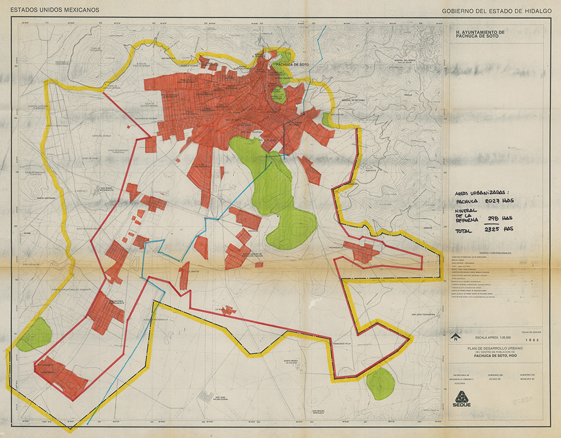 Estudio de áreas urbanizadas. (AGP 85-330, AAM-FA/UNAM)