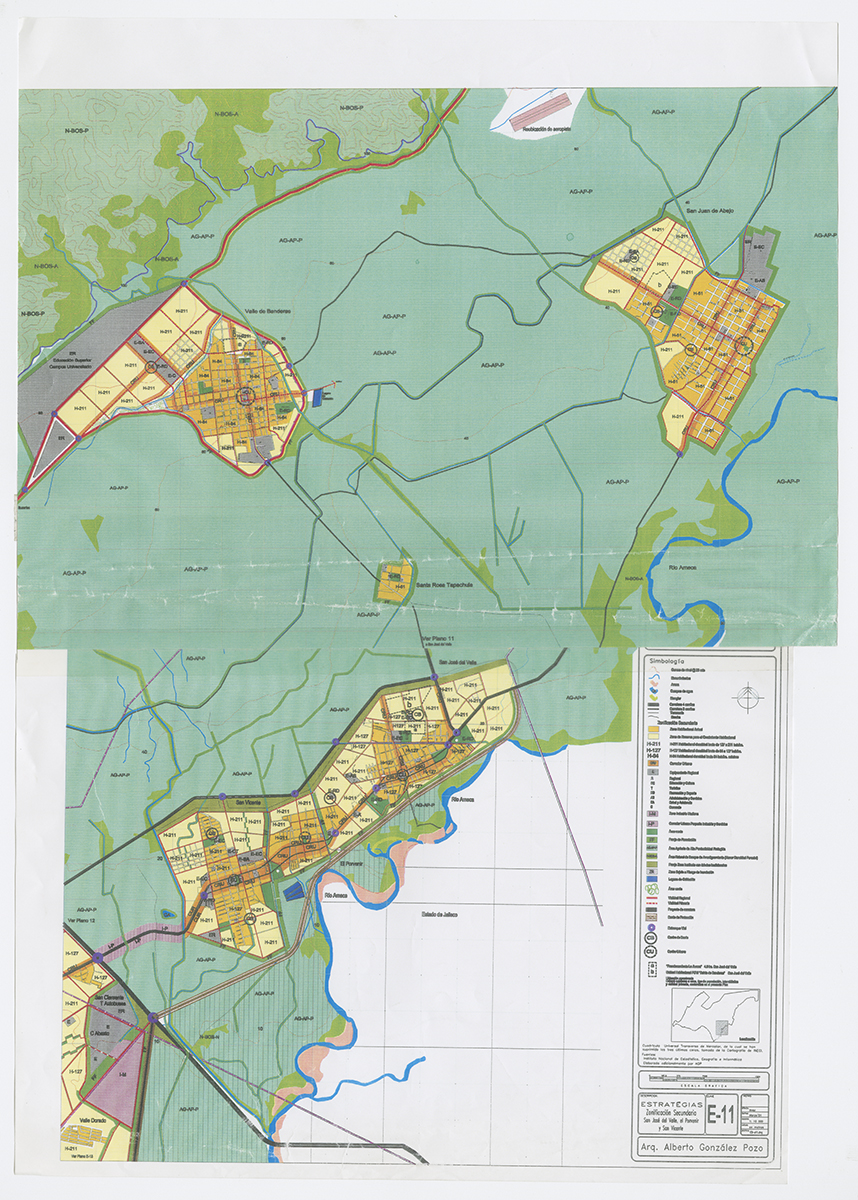 Plano de estrategias para las distintas zonas colindantes y de tierra adentro.  (AGP 01-360, AAM-FA/UNAM)