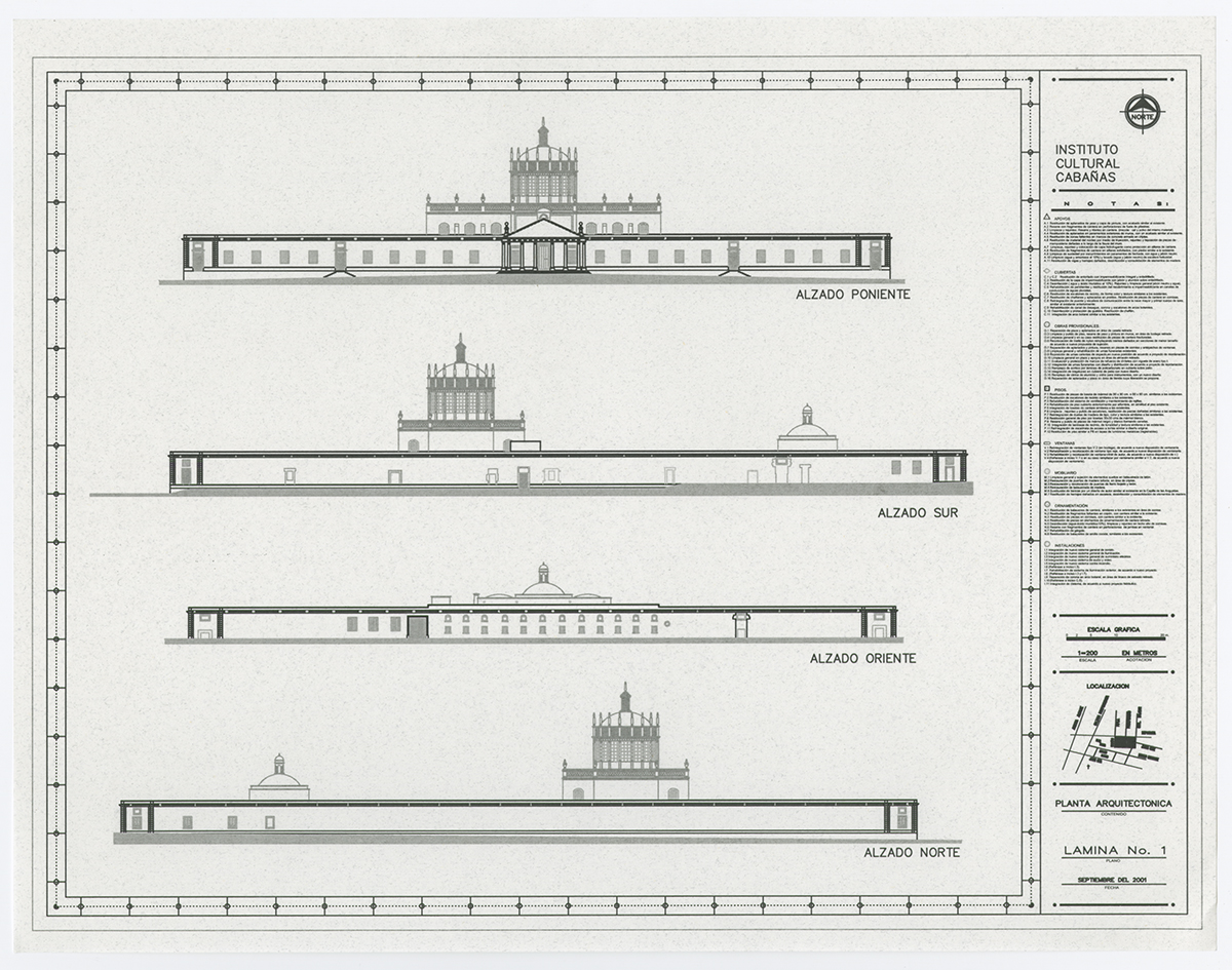 Alzados. (AGP 03-200, AAM-FA/UNAM)