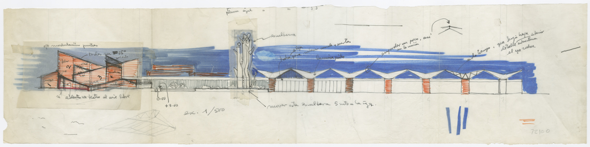 Croquis de propuesta preliminar. (AGP 72-100, AAM-FA/UNAM)